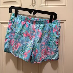 Lilly Pulitzer Blue and Pink Floral Athletic Shorts